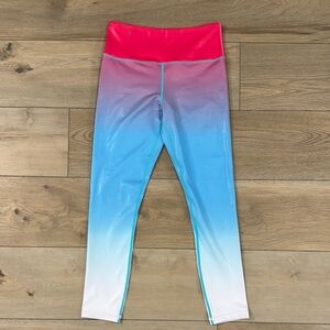 Zyia Women’s Light n Tight Ombre Pink and Blue Shimmer High Rise Leggings